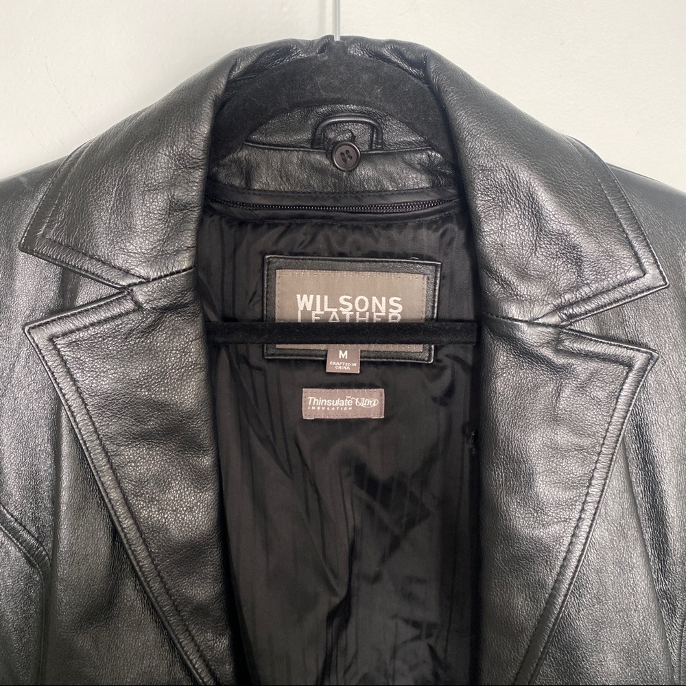 Vintage Leather Blazer Jacket Belted Removable Insulation Black size Medium - Picture 7 of 12